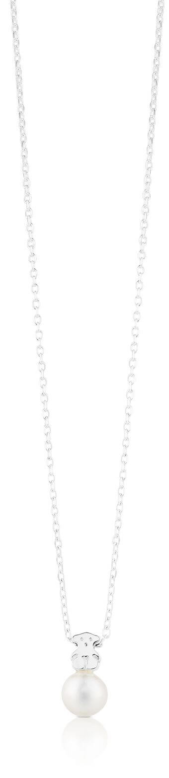 Levně Tous Stříbrný náhrdelník s pravou perlou a medvídkem 214832500 (řetízek, přívěsek)