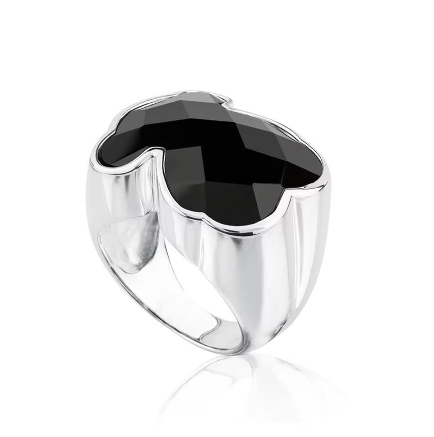 Tous Výrazný stříbrný prsten s onyxem 1000217914 52 mm
