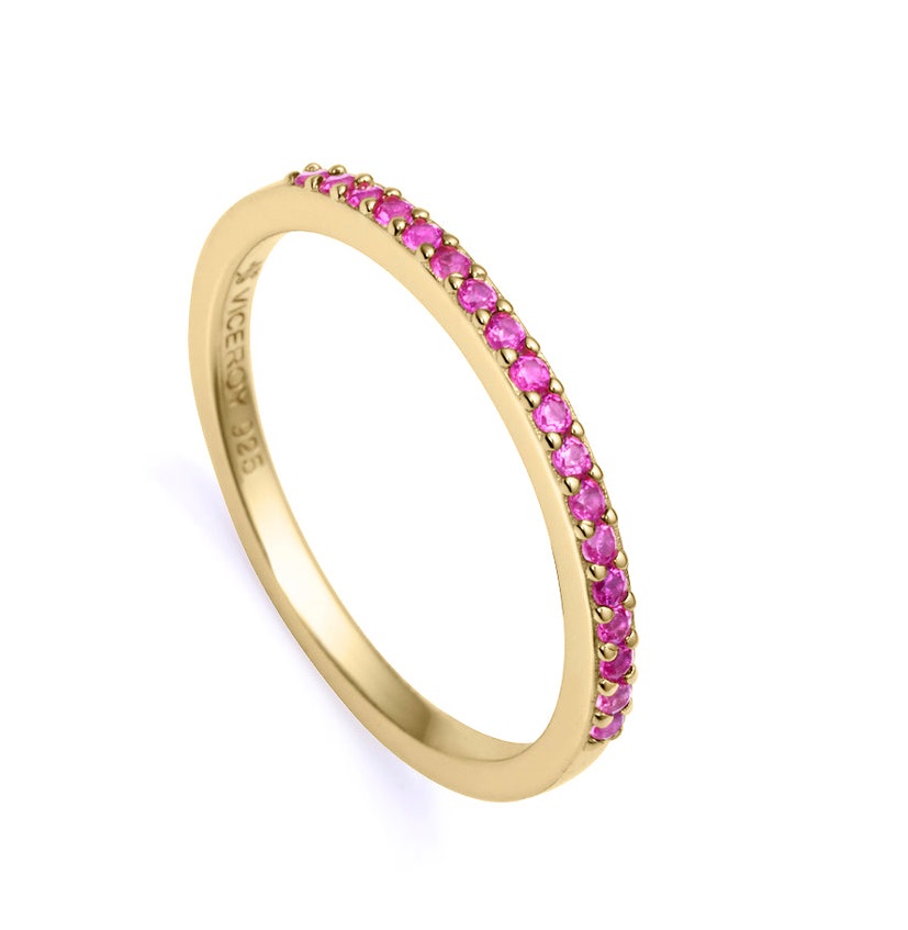 Viceroy Elegantní pozlacený prsten s růžovými zirkony Trend 9118A012 56 mm