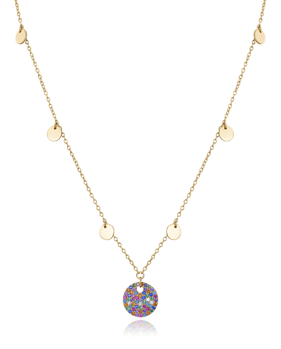 Levně Viceroy Hravý pozlacený náhrdelník s barevnými krystaly Elegant 13071C100-39