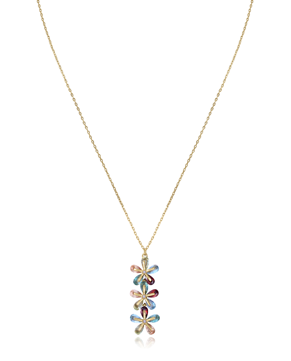 Viceroy Pozlacený náhrdelník s barevnými květinami Elegant 13083C100-39
