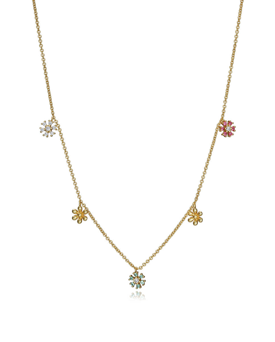 Viceroy Pozlacený náhrdelník se třpytivými květinami 61072C100-39