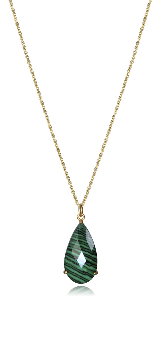 Viceroy Překrásný pozlacený náhrdelník s malachitem Elegant 15111C100-42 (řetízek, přívěsek)