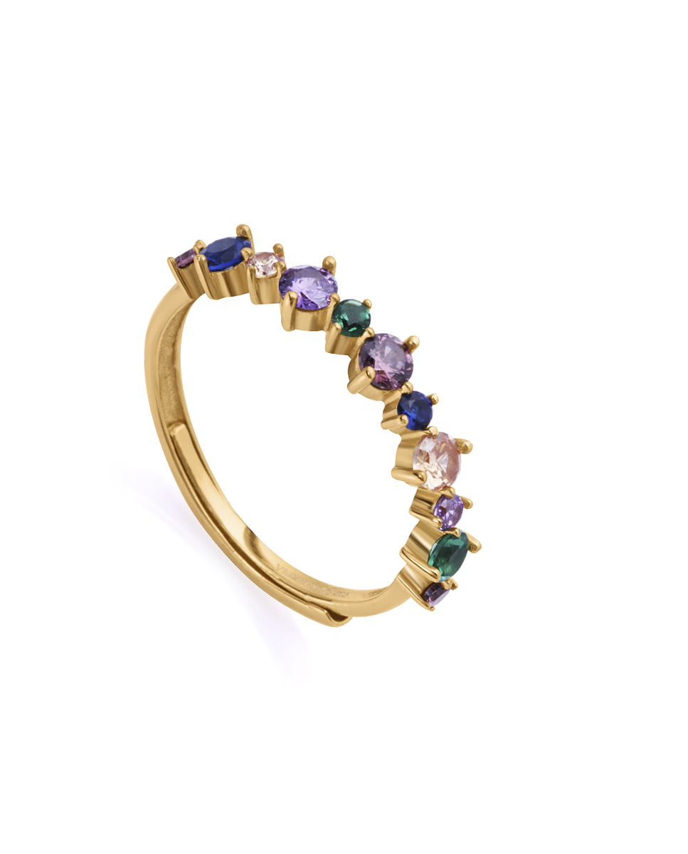 Viceroy Jellegzetes aranyozott gyűrű színes cirkónium kövekkel 13097A01