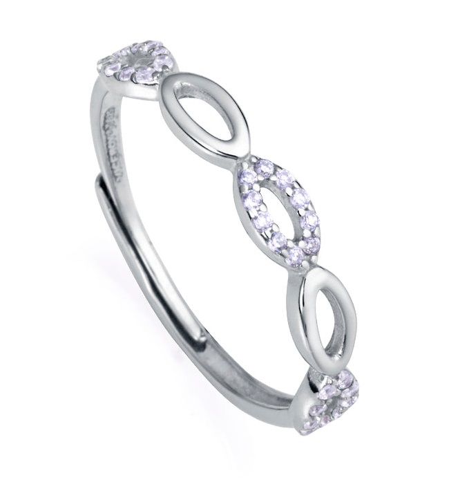 Levně Viceroy Slušivý stříbrný prsten se zirkony Clasica 13160A013 55 mm