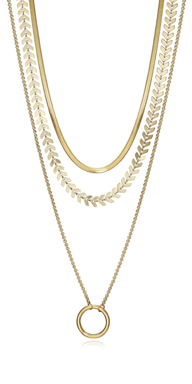 Levně Viceroy Trojitý pozlacený náhrdelník z oceli Chic 75309C01012