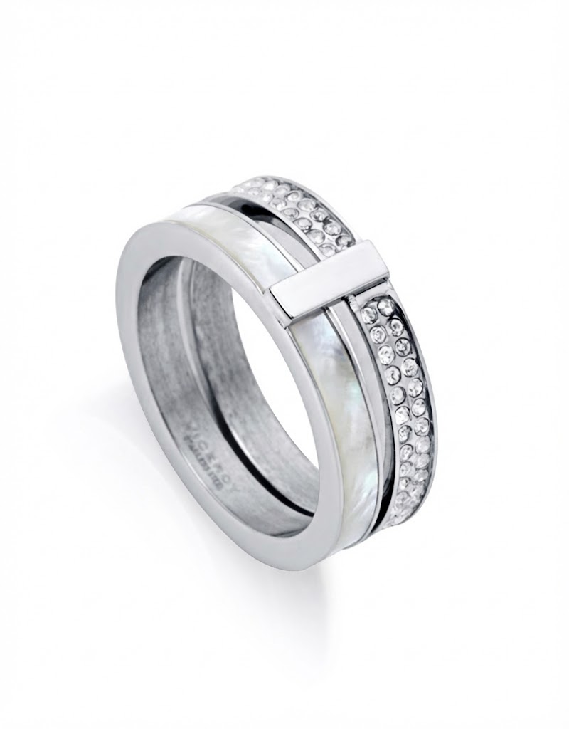 Viceroy Trblietavý oceľový prsteň s kubickými zirkónmi Chic 1393A01 56 mm
