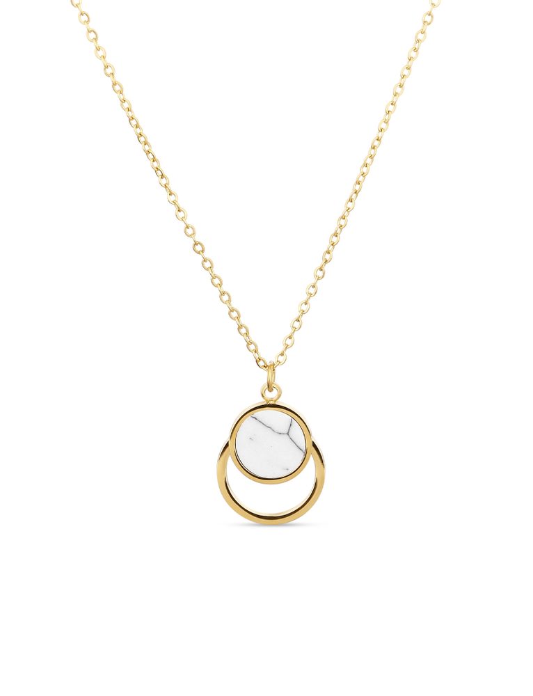 Vuch Módní pozlacený náhrdelník s mramorem Gold Hirea