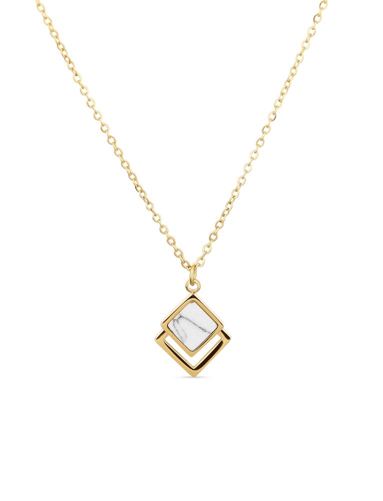 Vuch Originální pozlacený náhrdelník s mramorem Gold Miriss