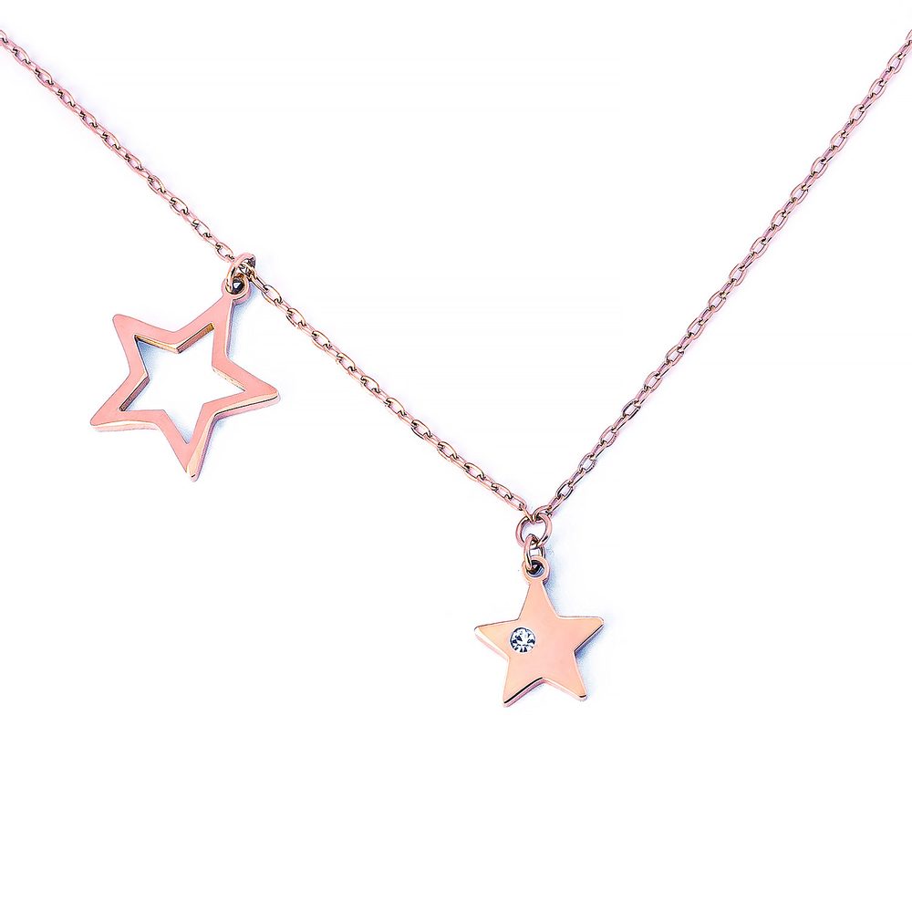 Levně Vuch Stylový bronzový náhrdelník s hvězdičkami Rose Gold Big Star