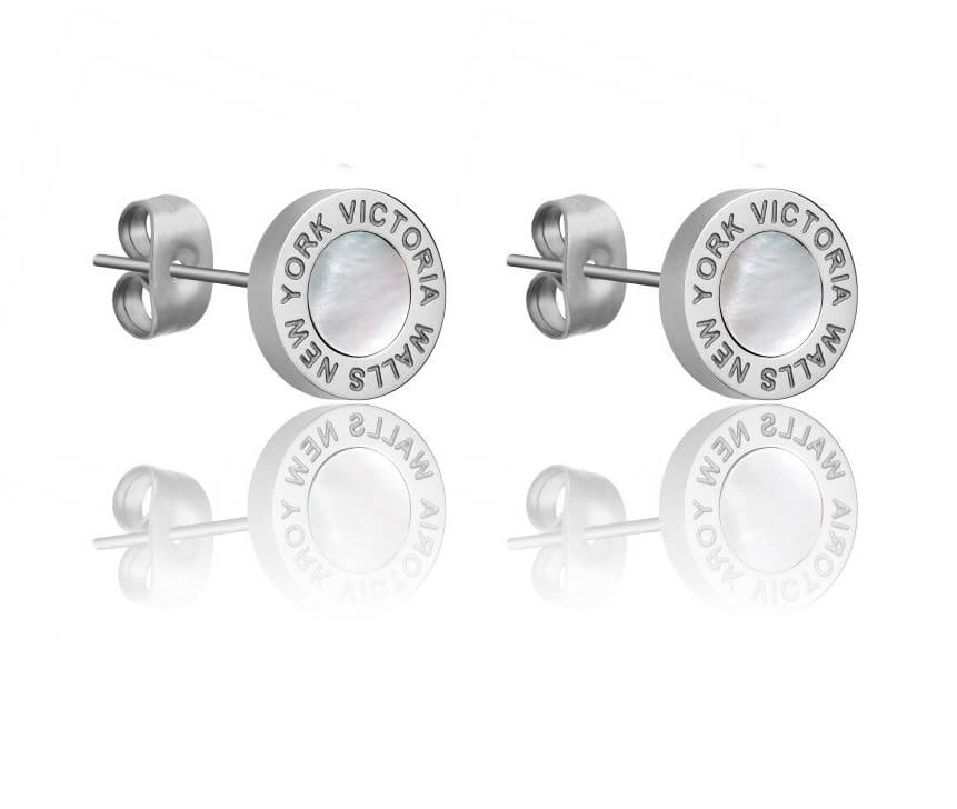 Victoria Walls -  Ocelové peckové náušnice s perletí VE1099S