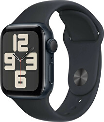 Apple Watch SE (2023) GPS 40 mm Sport-Silikonarmband, dunkle Tinte, S/M