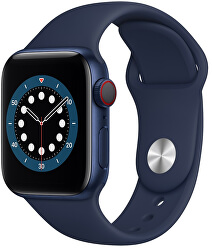 Apple Watch Series 6 GPS + Cellular, 40mm Blue Aluminium Case with Deep Navy Sport Band - Regular