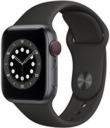 Apple Watch Series 6 GPS + Cellular, 44mm Space Grey aluminiu Case with Negru sportiv Band - Regular