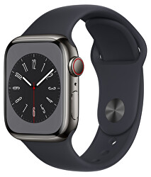 Apple Watch Series 8 GPS + Cellular 41mm graficite Steel, Midnight sportiv