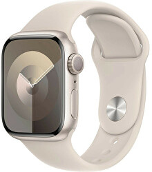 Apple Watch Series 9 41 mm Aluminium in Sternweiß mit Sportarmband in Sternweiß M/L