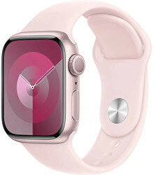 Apple Watch Series 9 41 mm Alluminio rosa con cinturino sportivo rosa chiaro S/M