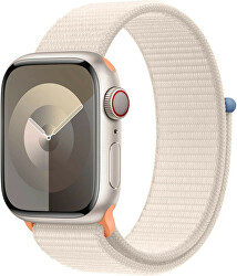 Apple Watch Series 9 Cellular 41mm Hvězdně bílý hliník s hvězdně bílým sportovním provlékacím řemínkem