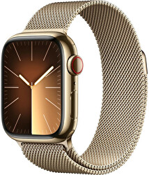 Apple Watch Series 9 Cellular 41mm Zlatá ocel se zlatým milánským tahem