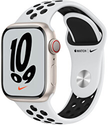 Apple Watch Series Nike 7 GPS 45mm Starlight, Platinum/Black Sport Band