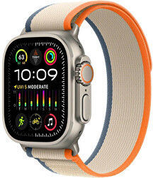 Apple Watch Ultra 2 49 mm Titan mit orange-beigem Trail Pull M/L