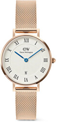 Petite 28 Roman Numerals Date Melrose White Rose Gold DW00100856