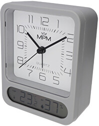 Ceas deșteptător analogic din plastic gri MPM Ioannis C01.4431.92