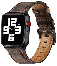 Kožený řemínek s prošíváním pro Apple Watch - Dark Brown 42/44/45/49 mm