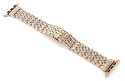 Cinturino a maglia in acciaio con pietre per Apple Watch 42/44/45/49 mm - Rose Gold
