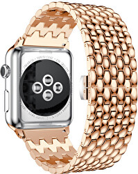 Ocelový tah s dračím vzorem pro Apple Watch 42/44/45/49 mm - Rose Gold