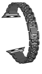 Cinturino a maglia in acciaio con pietre per Apple Watch 42/44/45/49 mm - Black