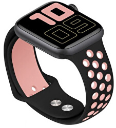 Silikonový řemínek pro Apple Watch - Černá/Světle růžová 38/40/41 mm