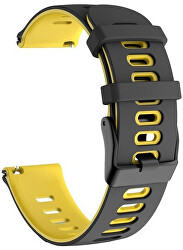 Silikonový řemínek pro Garmin 20 mm - Black/Yellow