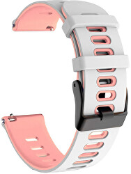 Silikonový řemínek pro Garmin 22 mm - White/Pink
