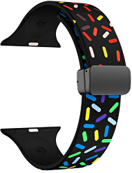 Cinturino in silicone con motivo a colori per Apple Watch 38/40/41 mm - Nero
