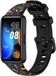 Curea din silicon cu motiv colorat pentru Huawei Watch Band 8 - Negru