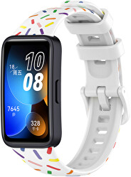Színes mintázatú szilikon szíj Huawei Watch Band 8-hoz - White