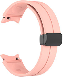 Silikonarmband mit schwarzer Schnalle für Samsung Galaxy Watch 6/5/4 – Pink