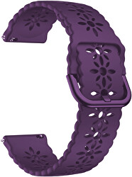 Cinturino in silicone con motivo floreale Violet -  20 mm