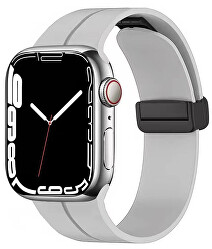 Silikonový řemínek s magnetickou sponou pro Apple Watch 38/40/41 mm - Grey