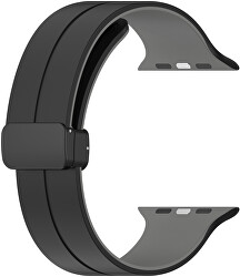Curea din silicon cu închidere magnetică pentru Apple Watch 42/44/45/49 mm - Black/Grey