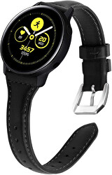 Slim Samsung Galaxy Watch bőr szíj  - Black 20 mm