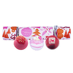 Set cadou de bombe efervescente pentru baie We Wish You a Rosy Christmas 3 buc