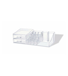 Organizator cosmetic Compactor Multi 16 compartimente, 2 sertare - plastic transparent