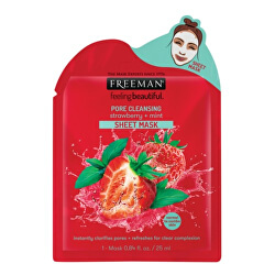 Mască de curățare din pânză Căpșune și mentă (Pore Cleansing Mask) 25 ml
