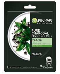 Mască neagră textilă cu extract de ceai negru Pure Charcoal Skin Natura l s (Black Tissue Mask) 28 g