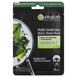 Černá textilní maska s extraktem z mořských řas Pure Charcoal Skin Naturals (Black Tissue Mask) 28 g