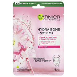 Mască textilă hidratantă pentru pielea strălucitoare SakuraNaturals cutanate Hydra Bomb (Tissue Mask) 28 g