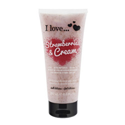 Exfoliant de duș natural cu aroma de căpșuni și smântână fină (Strawberries & Cream Exfoliating Shower Smoothie) 200 ml