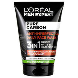 Čisticí gel proti nedokonalostem pleti 3 v 1 Men Expert Pure Carbon (Anti-Imperfection Daily Face Wash) 100 ml